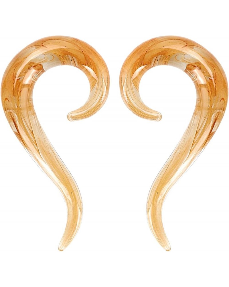 2pcs Glass Ear Tapers Plugs Handmade Hanger Ear Gauges Spiral Snail Ear Stretchers Piercing Jewelry 8g-00g B: Orange 2g(6mm) ...