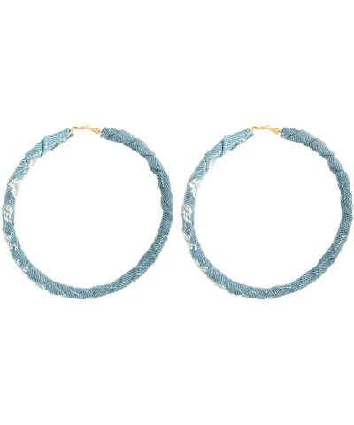 Vintage Denim Large Hoop Earrings Exaggerated Fashion Cool Big Circle Round Hoop Boho Jewelry Gifts For Women Girls 1 pair 10...