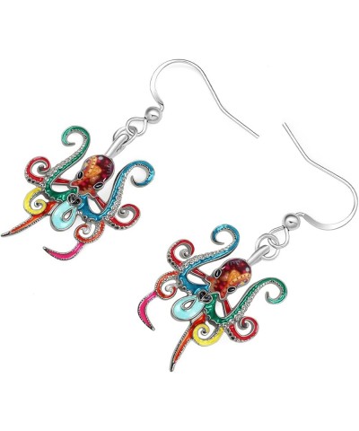 Enamel Ocean Animals Shark Earrings Dangle Zinc Alloy Octopus Jellyfish Earrings for Women Girls Summer Charms Octopus Multi ...