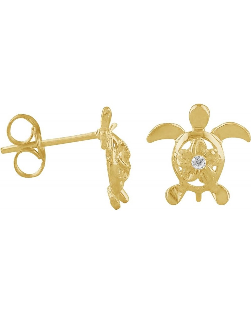 Sterling Silver Small Turtle and Plumeria Stud Earrings 3. Yellow Gold Tone SS $14.83 Earrings