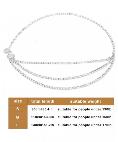 MultiLayer Waist Chain Belts for Women, Adjustable Metal Body Belly Chain for Dress Silver M: (Fit Waist 110cm/43.3in) $10.43...