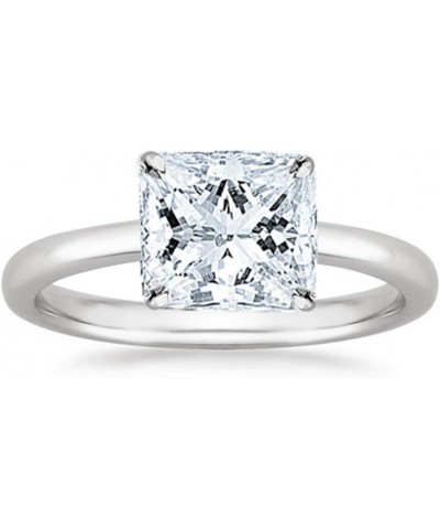 18K White Gold 1 Carat Lab Grown Solitaire Princess Cut IGI CERTIFIED Diamond Engagement Ring (1 Ct,D-E Color VS1-VS2 Clarity...