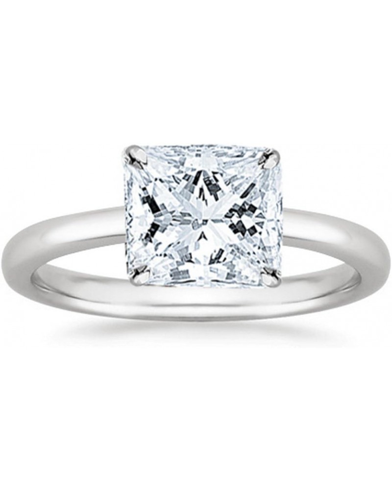 18K White Gold 1 Carat Lab Grown Solitaire Princess Cut IGI CERTIFIED Diamond Engagement Ring (1 Ct,D-E Color VS1-VS2 Clarity...