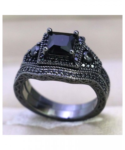 Couple Ring Bridal Set His Hers Black Gold Plated CZ Stainless Steel Wedding Ring Band Set women's size 5 & men's size 9 $12....