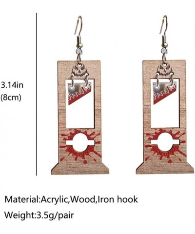 Guillotine Earrings Horror Halloween Earrings Handmade Bloodstained Wooden Guillotine Dangle Drop Earring For Women Girl Part...