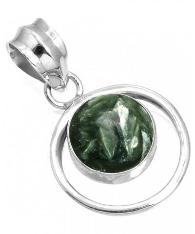 925 Sterling Silver Handmade Pendant for Women 10 MM Round Gemstone Fashion Jewelry for Gift (99579_P) Seraphinite $18.35 Pen...