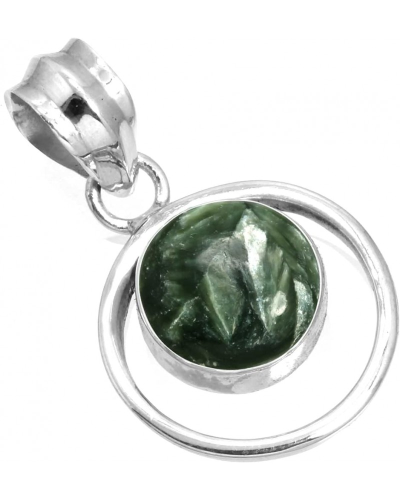 925 Sterling Silver Handmade Pendant for Women 10 MM Round Gemstone Fashion Jewelry for Gift (99579_P) Seraphinite $18.35 Pen...