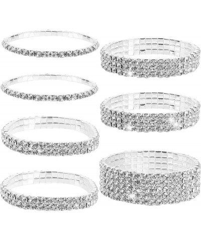 Rhinestone Bangle Stackable Rhinestone Stretch Bracelet Rhinestone Bracelet Silver $8.51 Bracelets