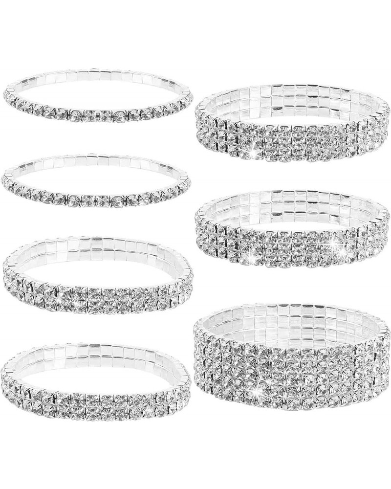 Rhinestone Bangle Stackable Rhinestone Stretch Bracelet Rhinestone Bracelet Silver $8.51 Bracelets