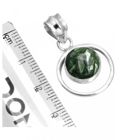 925 Sterling Silver Handmade Pendant for Women 10 MM Round Gemstone Fashion Jewelry for Gift (99579_P) Seraphinite $18.35 Pen...