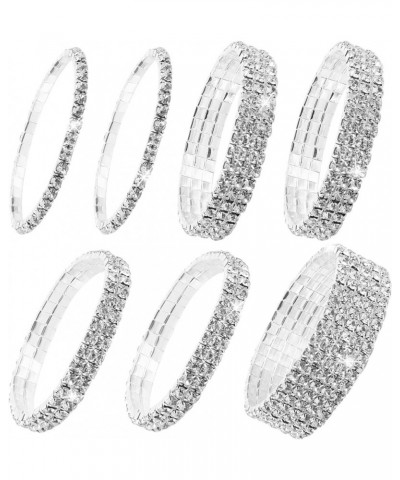 Rhinestone Bangle Stackable Rhinestone Stretch Bracelet Rhinestone Bracelet Silver $8.51 Bracelets