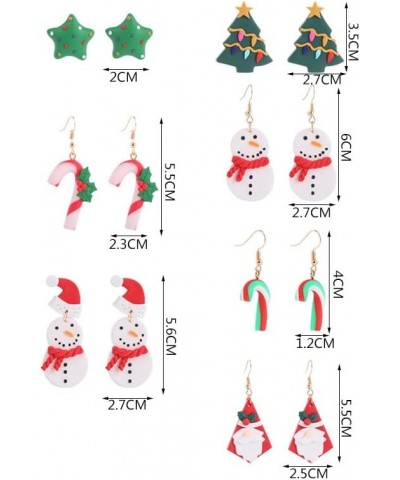 Christmas Earrings for Women Cute Christmas Tree Charm Dangle Drop Earrings Handmade Polymer Clay Snowman Star Statement Earr...