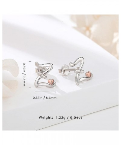 Sterling Silver Initial Necklaces 26 Letter Pendant with Rose Gold Heart - 18 Inch Chain Z-Studs Earrings $18.28 Earrings