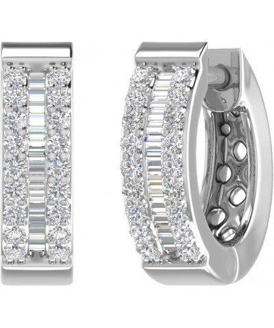 1/4 Carat Diamond Hoop & Huggies Earrings in 10K Gold or in 950 Platinum - IGI Certified Platinum $84.80 Earrings