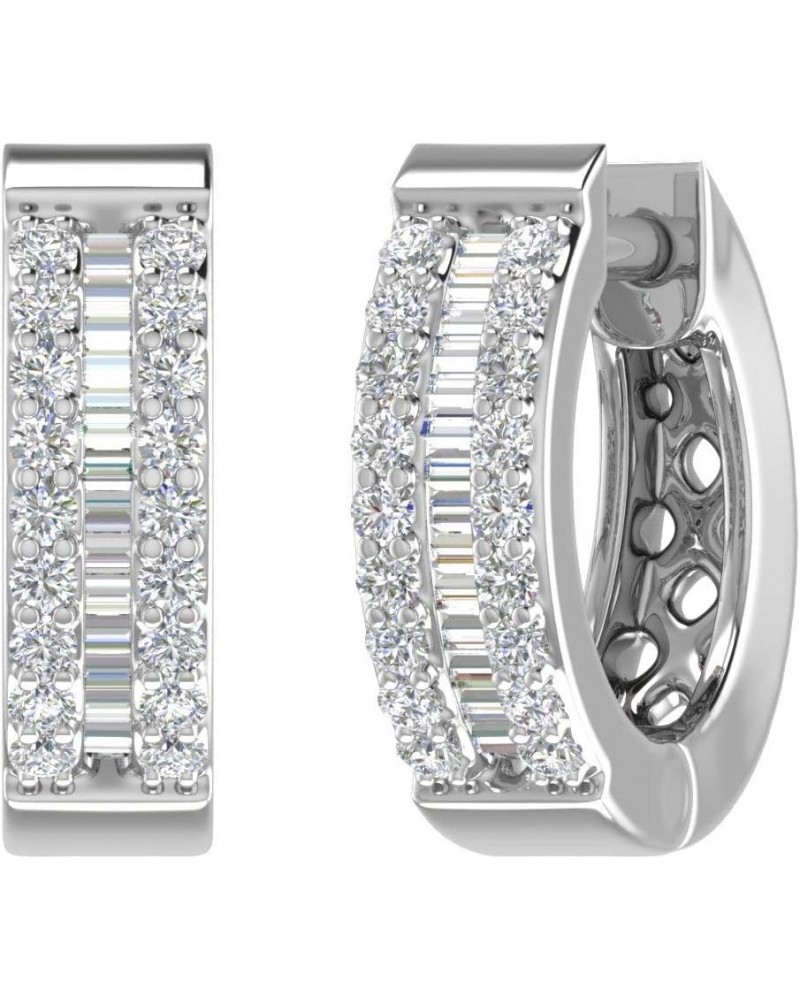 1/4 Carat Diamond Hoop & Huggies Earrings in 10K Gold or in 950 Platinum - IGI Certified Platinum $84.80 Earrings