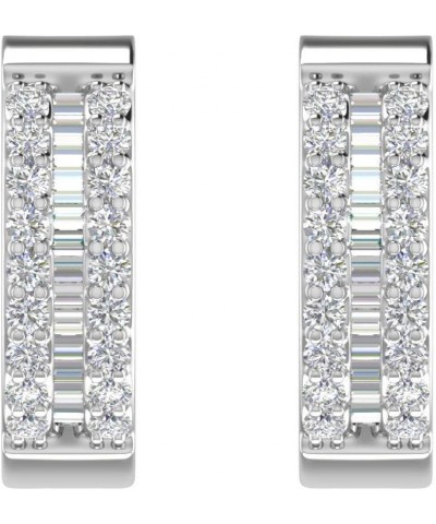 1/4 Carat Diamond Hoop & Huggies Earrings in 10K Gold or in 950 Platinum - IGI Certified Platinum $84.80 Earrings