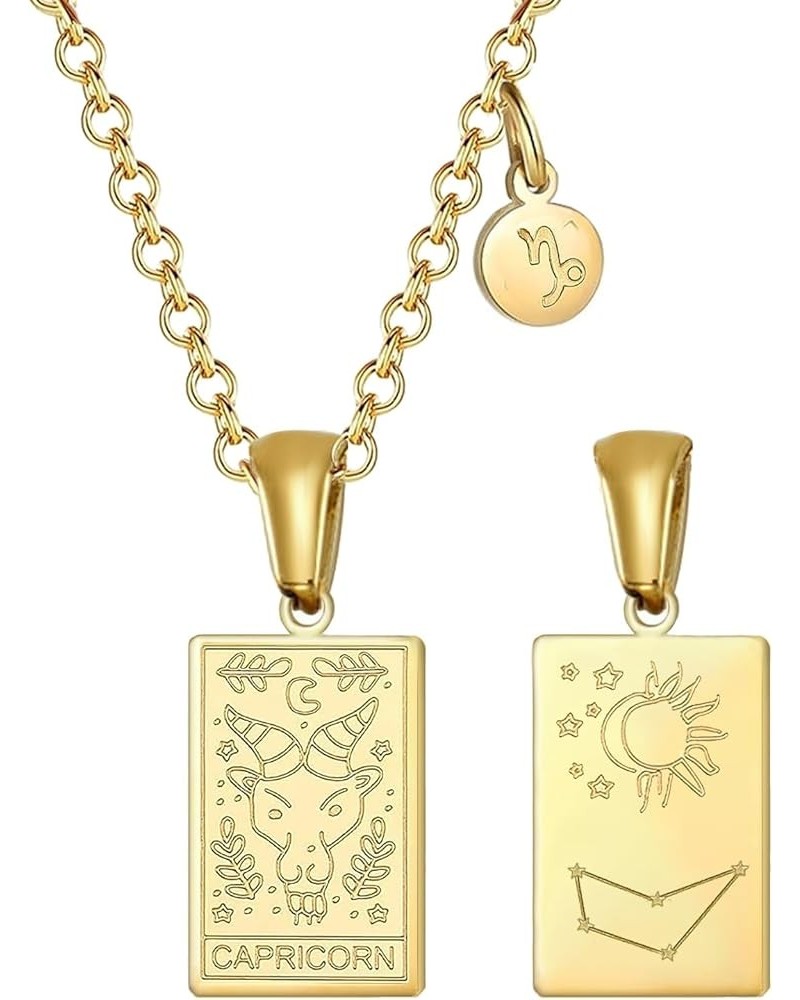 18k Gold Plated Stainless Steel Zodiac Sign Necklaces Astrology Gifts for Women Constellation Pendant Jewelry Capricorn $9.53...