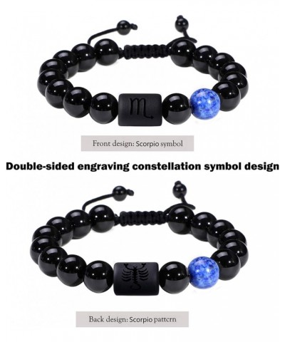 Zodiac Bracelet for Couple 8mm 10mm Natural Black Onyx Stone Star Sign Constellation Distance Friendship Prayer Blessing Brac...