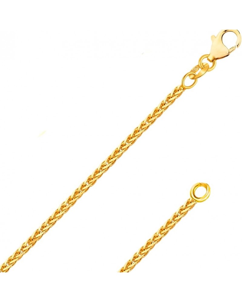 REAL Solid 14K or 10K Yellow or White Gold 0.80mm,1.0mm, 1.1mm Diamond Cut Braided Square Wheat Spiga Chain Necklace with Lob...