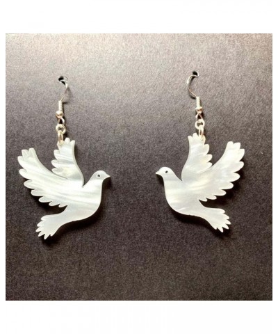 White Pigeon Dangle Earrings for Women Teen Girls Acrylic Resin Animal Charms Drop Hook Stud Earring Lightweight Fashion Holi...