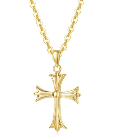 SOLID REAL 14K Yellow Gold SMALL TINY Little Cute Embossed Cross Crucifix Delicate Necklace Dainty Pendant Fine Jewelry For W...