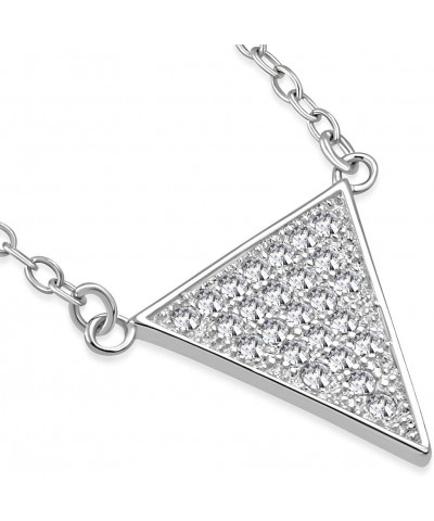 925 Sterling Silver White CZ Triangle Womens Pendant Necklace Silver $14.74 Necklaces