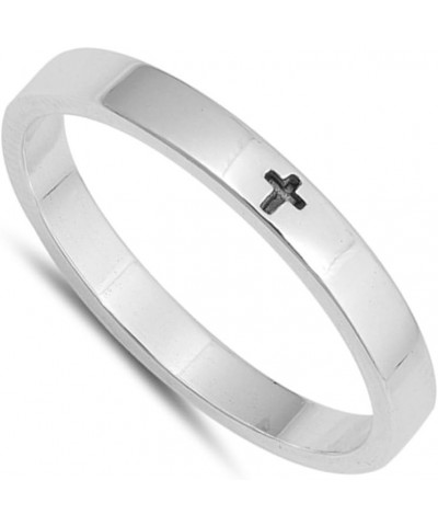 Simple Little Engraved Cross Stackable Ring .925 Sterling Silver Band Sizes 4-10 $11.85 Rings