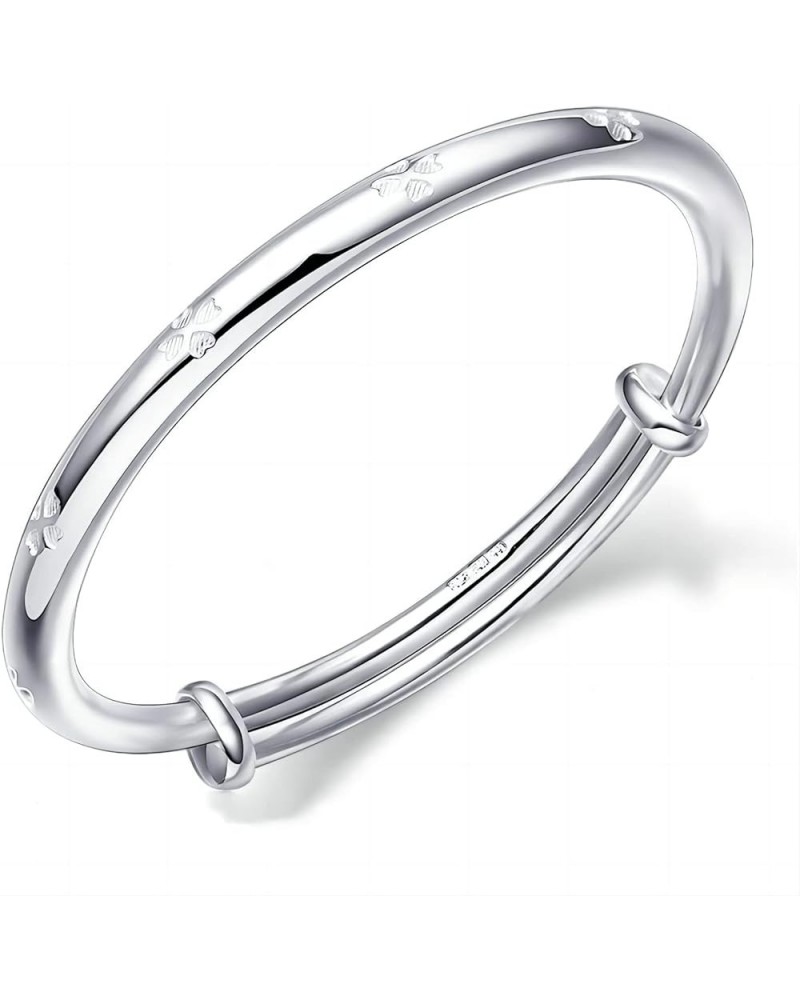 S925 Silver Bangle Bracelet for Women, Elegant Women‘s Sterling Silver Bracelet Bangle Adjustable 6.4-7.8 inches Small Size C...