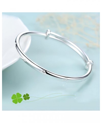 S925 Silver Bangle Bracelet for Women, Elegant Women‘s Sterling Silver Bracelet Bangle Adjustable 6.4-7.8 inches Small Size C...