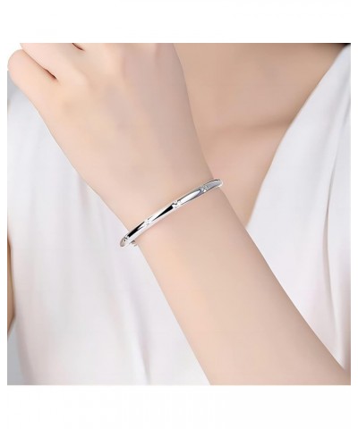 S925 Silver Bangle Bracelet for Women, Elegant Women‘s Sterling Silver Bracelet Bangle Adjustable 6.4-7.8 inches Small Size C...