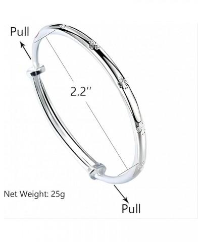 S925 Silver Bangle Bracelet for Women, Elegant Women‘s Sterling Silver Bracelet Bangle Adjustable 6.4-7.8 inches Small Size C...