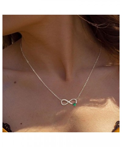 Birthstone Necklace for Women, 14K White Gold Plated Infinity Necklace Heart Shape CZ Necklace Birthstone Necklace Jewelry Va...