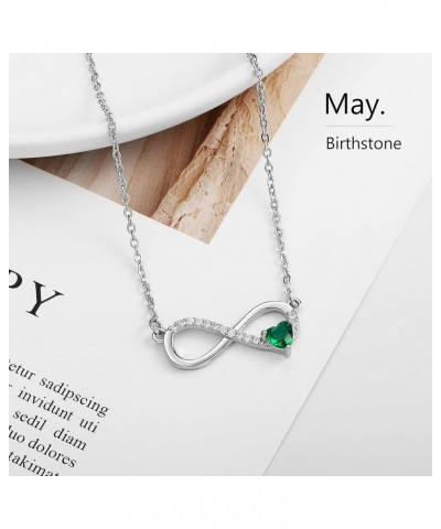 Birthstone Necklace for Women, 14K White Gold Plated Infinity Necklace Heart Shape CZ Necklace Birthstone Necklace Jewelry Va...