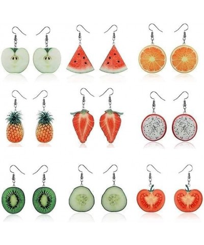 Fashion Creative Acrylic Fruit Earrings Trendy Realistic Food Banana Dangle Earring Women Fun Coconut Ear Decoration Watermel...