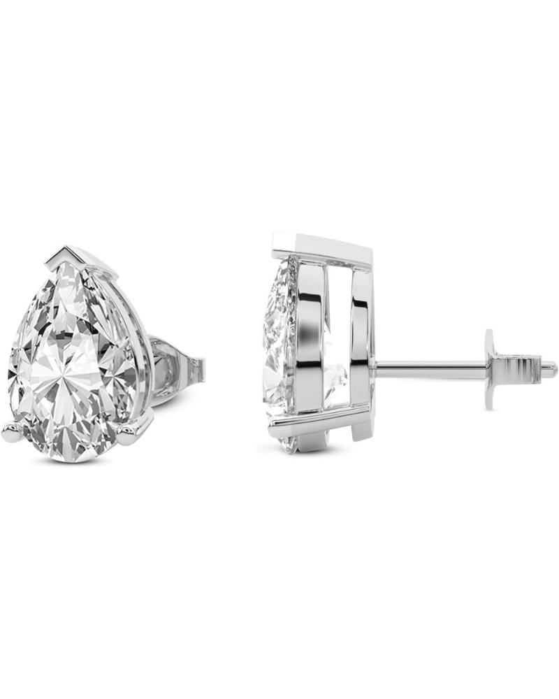 1 Carat - 10 Carat | 14K Gold | IGI Certified Lab Grown 3 Prong Solitaire Diamond Earrings | Pear Shape Push Back Prong Setti...