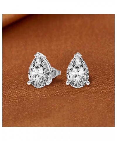 1 Carat - 10 Carat | 14K Gold | IGI Certified Lab Grown 3 Prong Solitaire Diamond Earrings | Pear Shape Push Back Prong Setti...