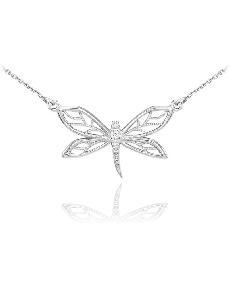 925 Sterling Silver 1-Stone CZ Filigree Dragonfly Pendant Necklace 22.0 Inches $15.38 Necklaces