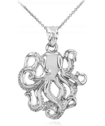 Polished 925 Sterling Silver Octopus Sea Life Pendant Necklace 18.0 Inches $22.67 Necklaces