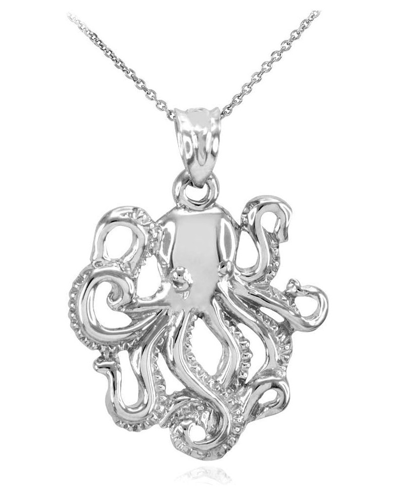 Polished 925 Sterling Silver Octopus Sea Life Pendant Necklace 18.0 Inches $22.67 Necklaces