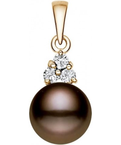 14k Yellow Gold AAAA Quality Classic Cocoa Freshwater Cultured Pearl Diamond Pendant 8-8.5mm $40.50 Necklaces