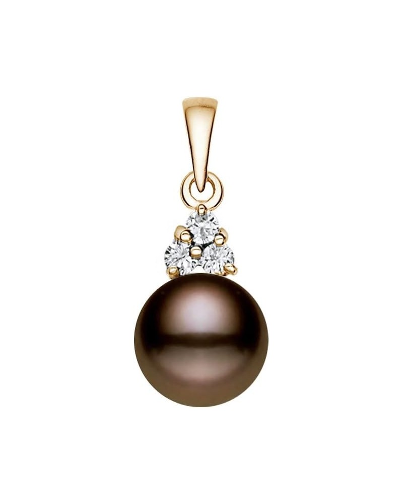 14k Yellow Gold AAAA Quality Classic Cocoa Freshwater Cultured Pearl Diamond Pendant 8-8.5mm $40.50 Necklaces