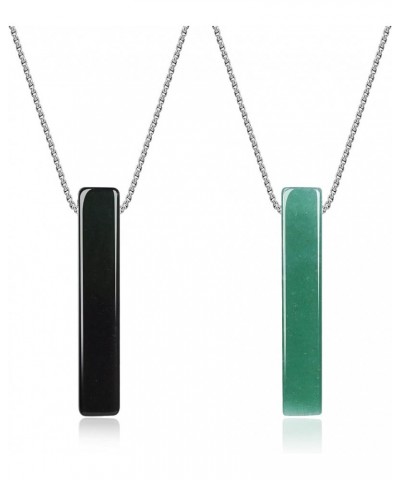 Yin Yang Bar Stone Pendant Necklaces for Couples Obsidian & Aventurine $16.83 Necklaces