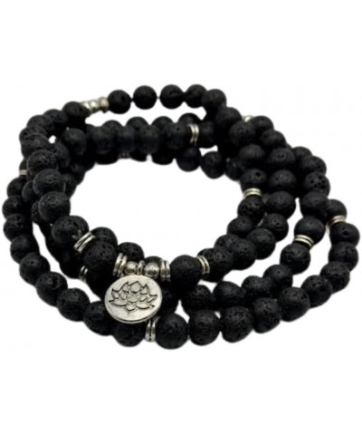 Boezeman Lava Rock Lotus 108 Mala Meditation Prayer Beads Mantra Beaded Necklace Stretch Wrap Bracelet Jewelry Collar Pulsera...