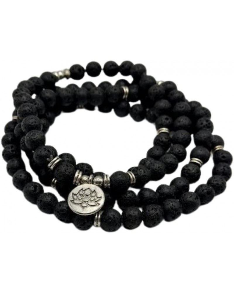 Boezeman Lava Rock Lotus 108 Mala Meditation Prayer Beads Mantra Beaded Necklace Stretch Wrap Bracelet Jewelry Collar Pulsera...