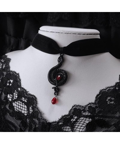 Gothic Black Velvet Choker Necklace for Women Girls,Cameo Choker Collar Necklace Vintage Goth Jewelry Gift Snake $8.54 Necklaces