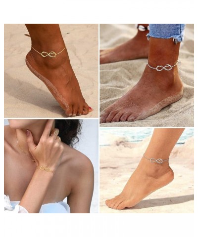 Custom Name Ankle Bracelets for Women Girls Infinity Anklet with 1 2 3 4 Names Stainless Steel/18K Gold Plated 6.5'' to 10.5'...