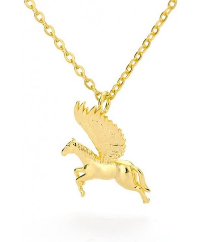 Flying Horse Pendant Necklace for Women Mystical Pegasus Necklace Fantasy Winged Horse 18K Gold Plated Stainless Steel Jewelr...