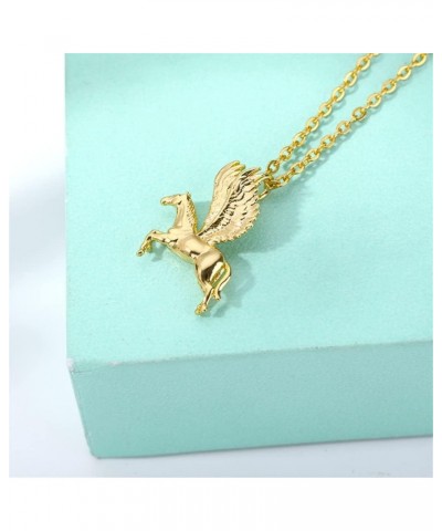 Flying Horse Pendant Necklace for Women Mystical Pegasus Necklace Fantasy Winged Horse 18K Gold Plated Stainless Steel Jewelr...