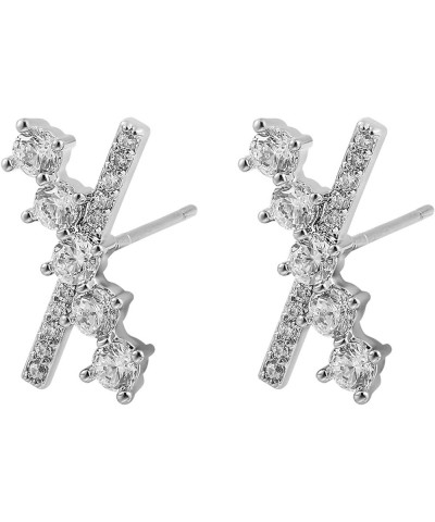 Exquisite Cubic Zirconia Stud Earrings,Geometric Statement Jewelry Crystal Inlaid Hollow Multilayer Open Hoops Ear Stud For W...