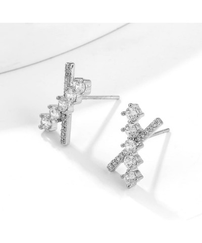 Exquisite Cubic Zirconia Stud Earrings,Geometric Statement Jewelry Crystal Inlaid Hollow Multilayer Open Hoops Ear Stud For W...